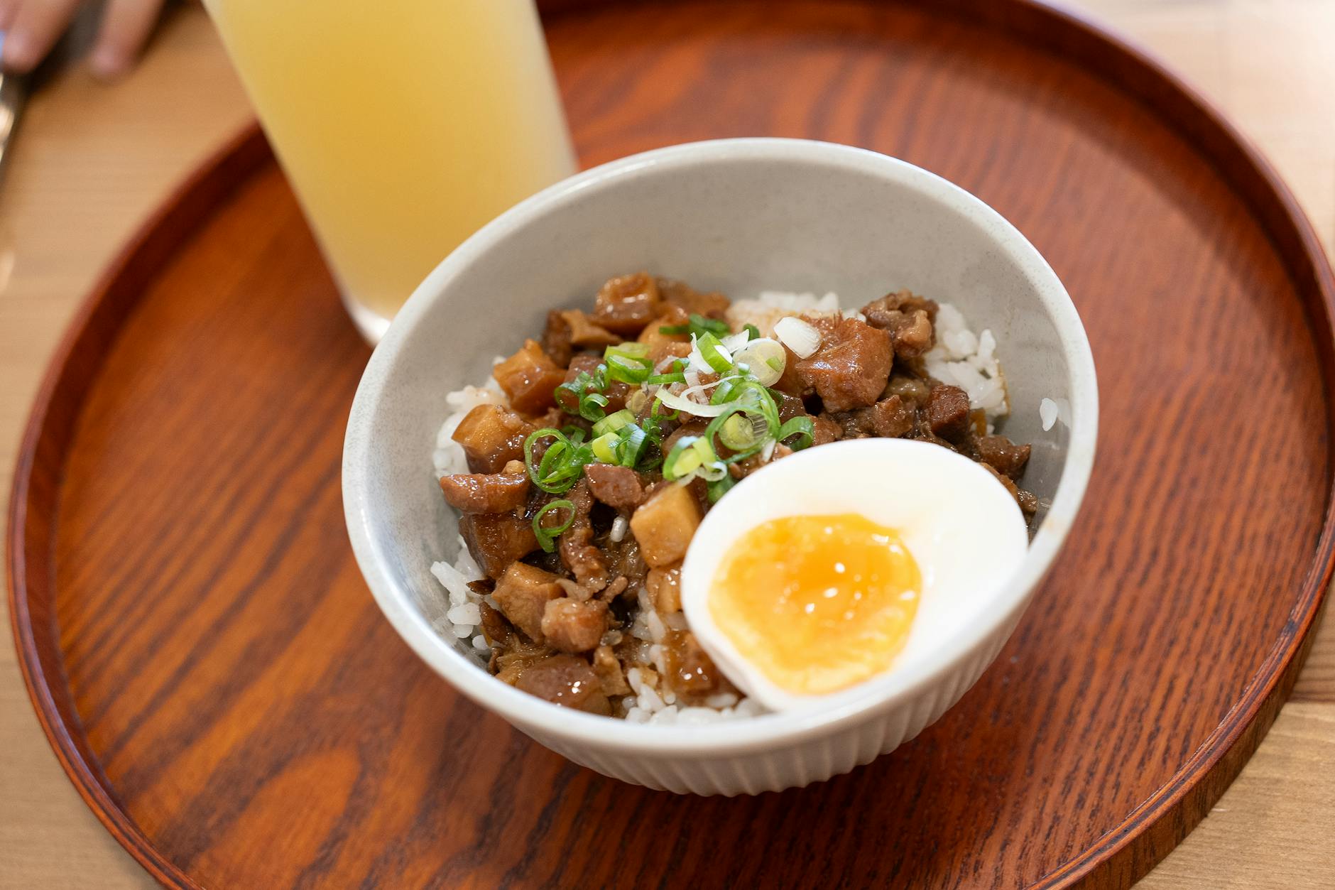 Bowl of lu rou fan braised pork rice, a Taiwanese comfort food staple