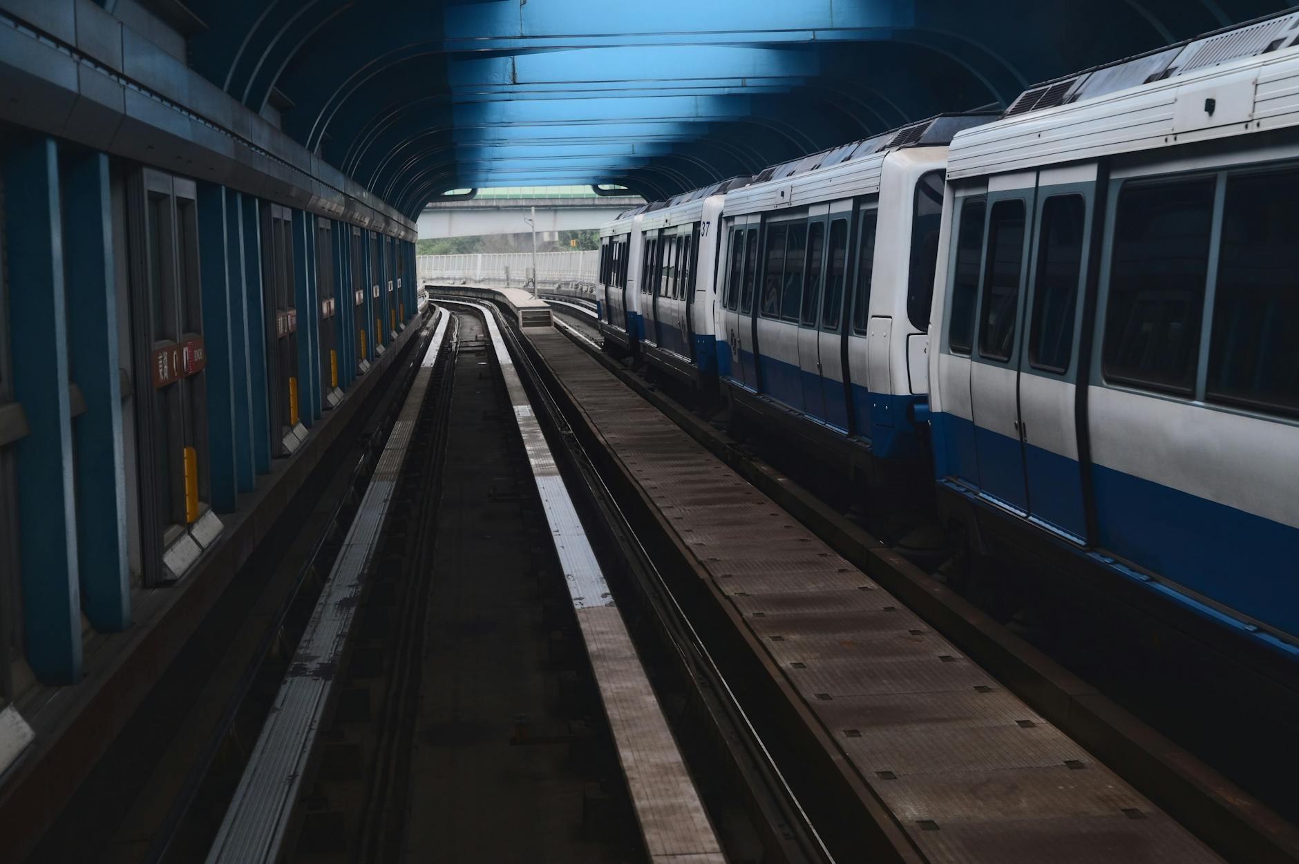 Taipei MRT metro station platform with clean, modern trains