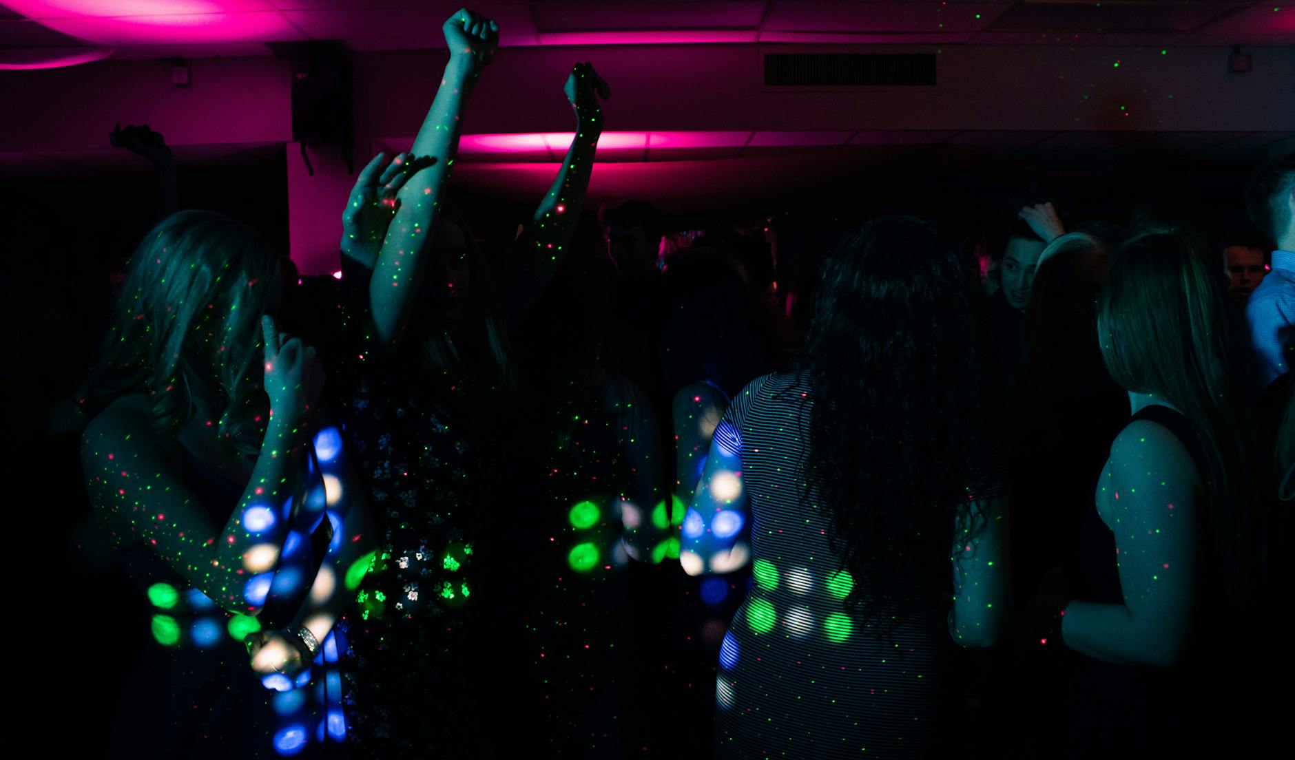 Taipei nightclub dance floor with neon lights