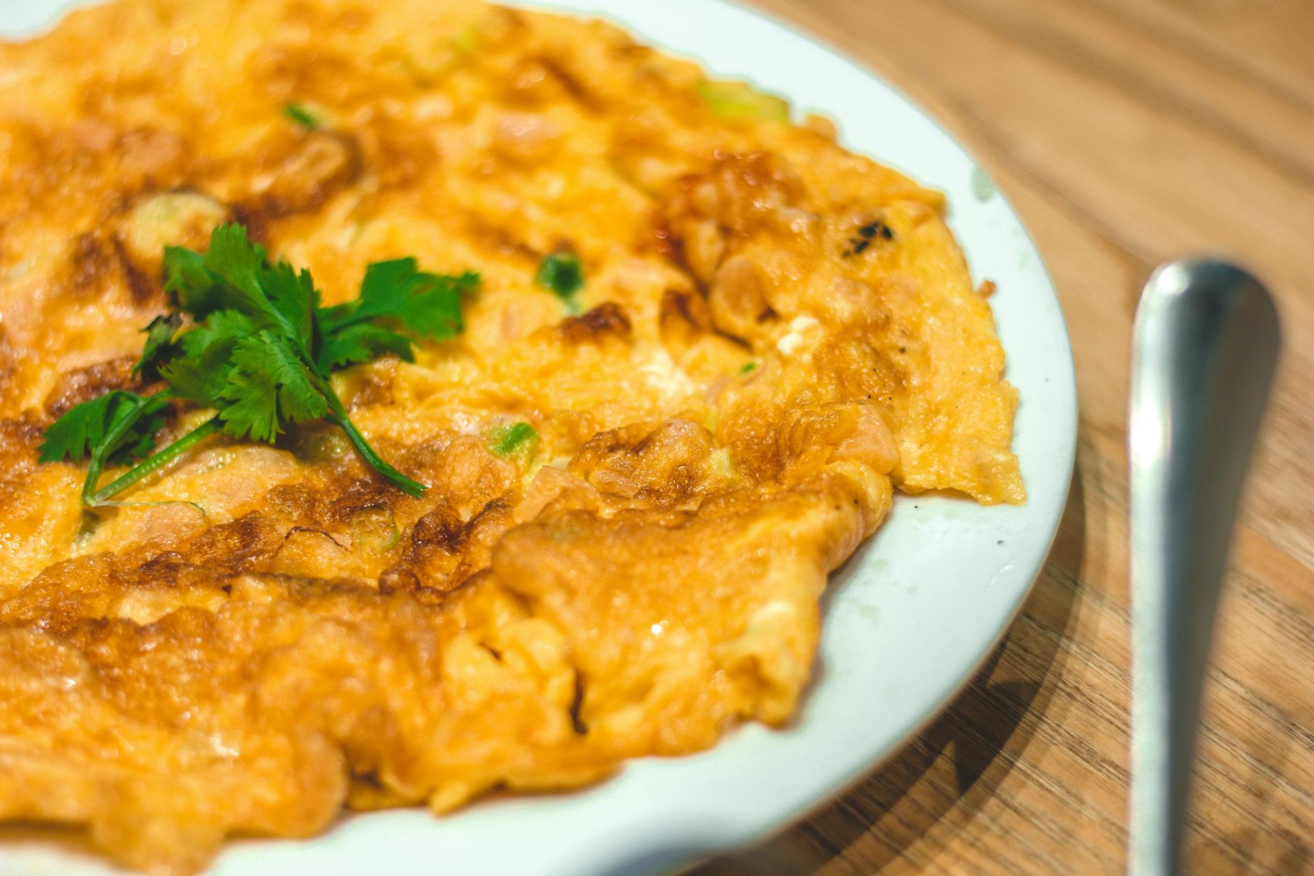 Taiwanese oyster omelette with sweet sauce, a night market classic
