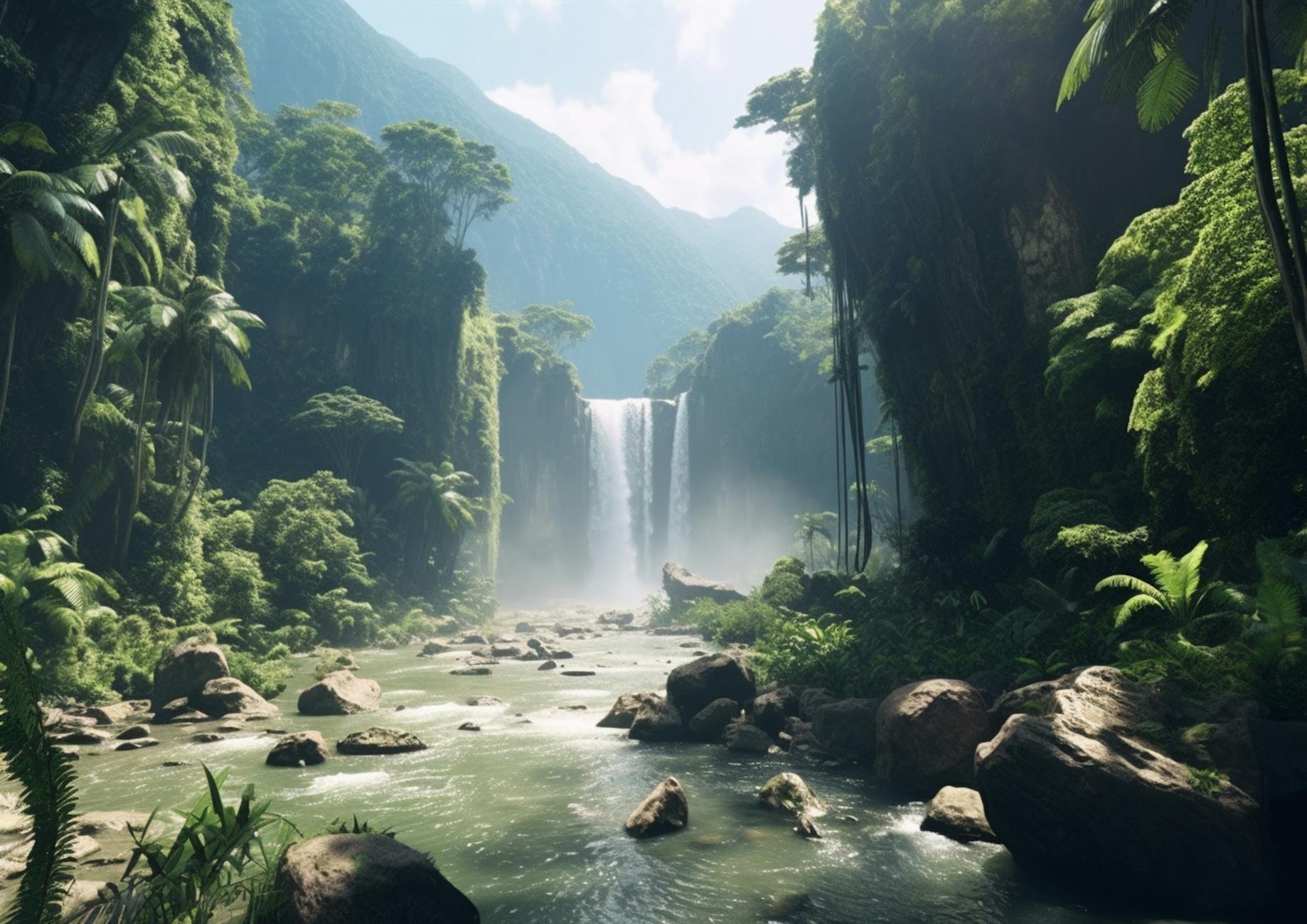 Wulai Waterfall cascading through tropical forest