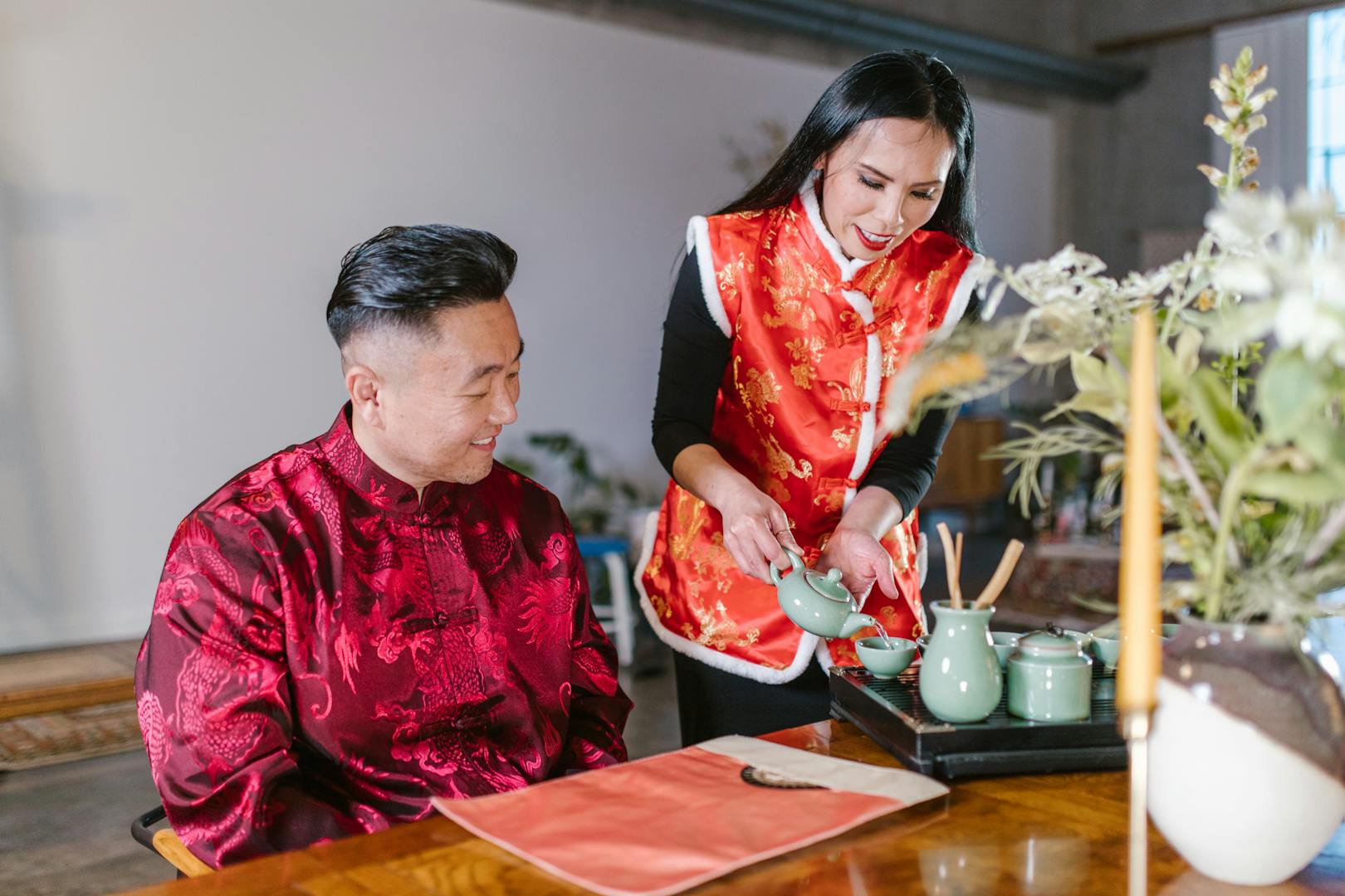 Tea service with dim sum at a Taipei Cantonese restaurant