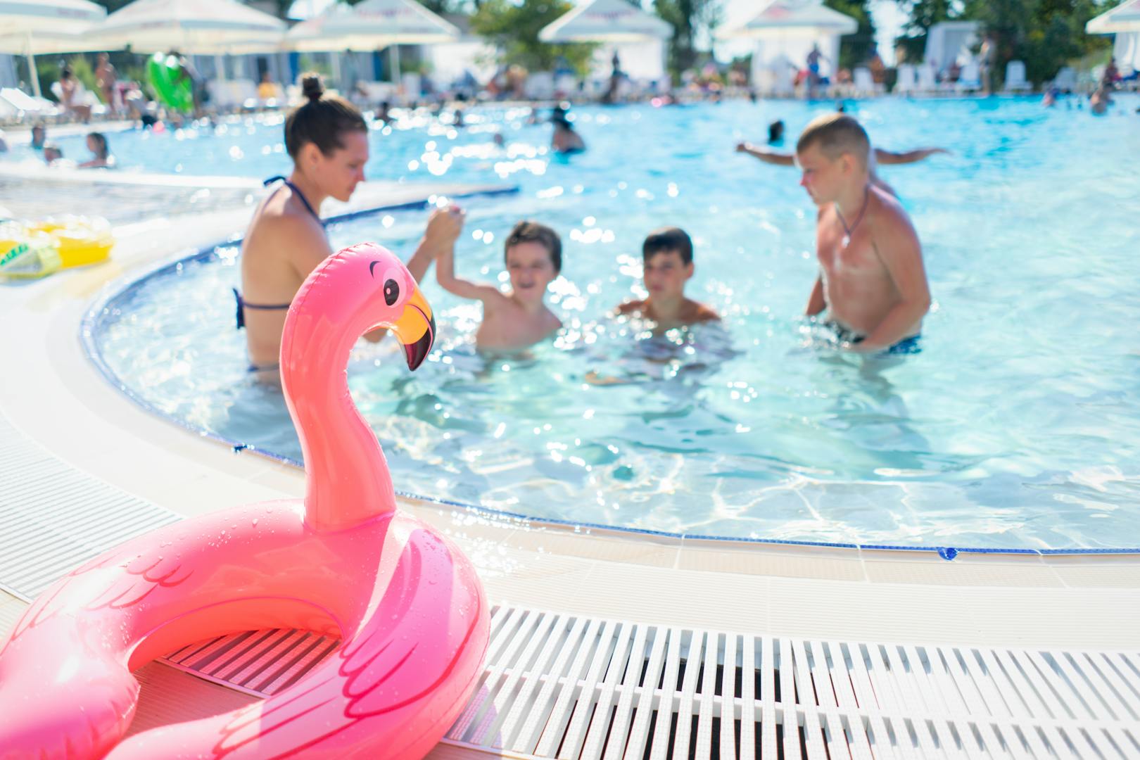 Family hotel pool with kids splash area in Taipei