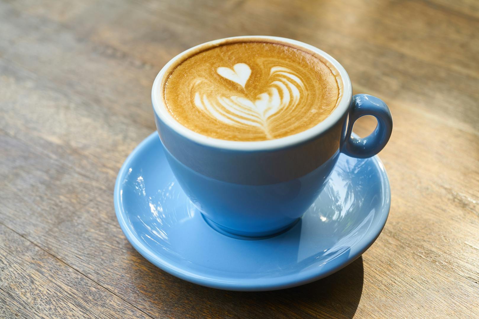 Latte art in a coffee cup at a Taipei specialty cafe