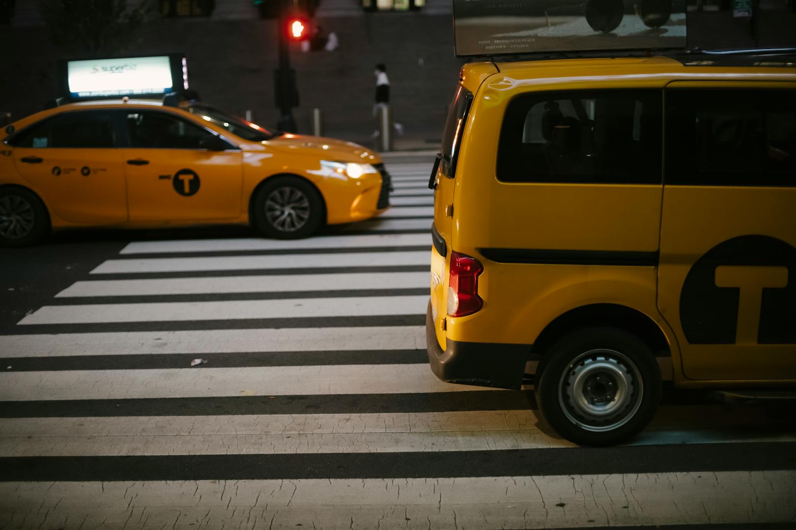 Taipei taxi cab in city street with metered fare display