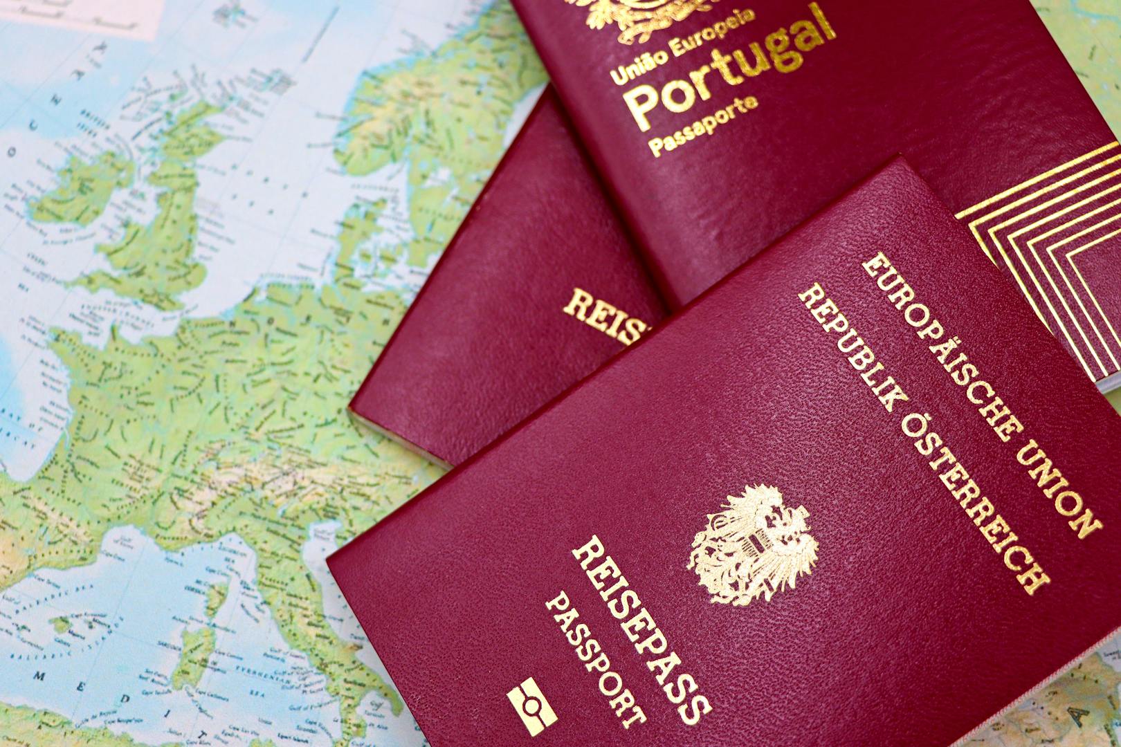 Taiwan passport and travel documents on a desk for visa requirements