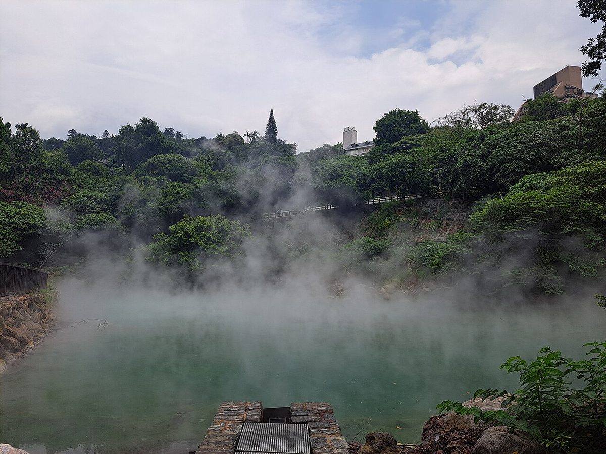 Steam rising from Beitou Thermal Valley, a Taipei hot spring source at its best in November